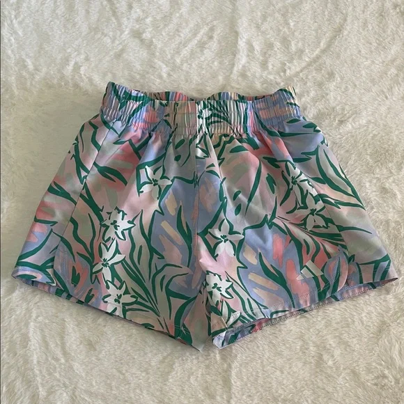 Adidas Floral Pastel Elastic-Waist Girls Sport Shorts SZ 10/12 - Picture 1 of 5